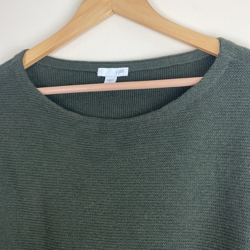 J.Jill Woman’s Large Sweater Olive Green Zipper Side Detail Boatneck - Picture 4 of 8